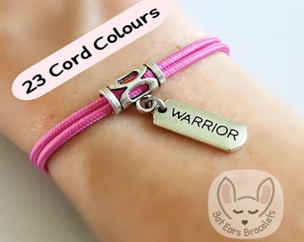 Warrior Bracelet Warrior Gift Charm Survivor Warrior Woman Adjustable Cord Bracelet 25 Colours