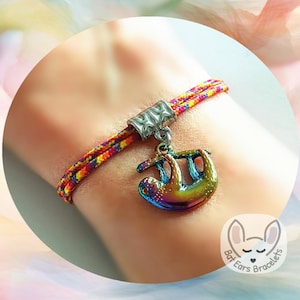 30 CORD COLOURS Sloth Bracelet Sloth Charm Relax Be a Sloth for the Day Love Sloths Gift Adjustable Cord Bracelet Personalised Gift