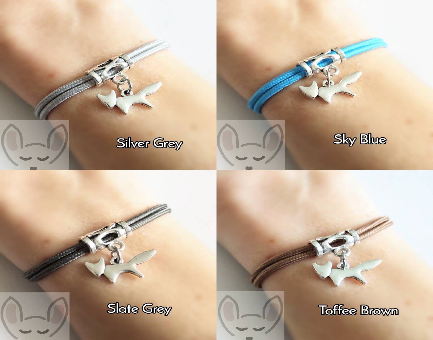 Fox Bracelet 22 Cord Colours Gift Bag Fox Charm Bracelet | Etsy