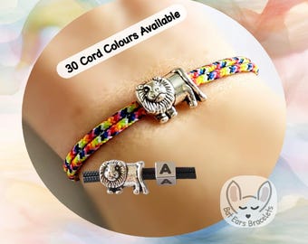 Lion Bracelet, Lion Charm, King of the Jungle Gift, Lions Mane, Roar, Adjustable Cord Bracelet, Personalised Charm
