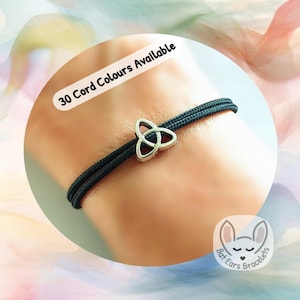 Trinity Knot Bracelet Trinity Knot Charm Triquetra Gift Celtic Eternity Knot Adjustable Cord Bracelet Personalized Gift