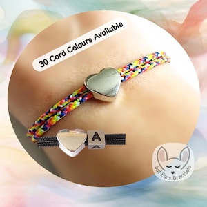 Heart Bracelet, Heart Charm, Love Heart Gift, Valentine and Galentine, Friendship Bracelet, Adjustable Cord Bracelet, Personalised Gift