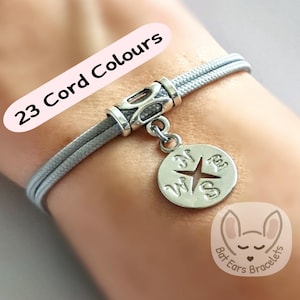 Compass Bracelet Compass Charm Safe Travels Gift Long Distance Friends Adjustable Cord Bracelet Women Men Teens Kids