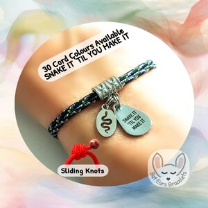 Personalized Snake Bracelet, Snake It Til You Make It, Snake Charm, Encouragement Gift, Adjustable Cord Bracelet Custom Made