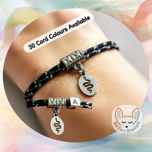 Snake Bracelet, Stainless Steel Snake Charm, Serpent, Love Snakes Gift, Adjustable Cord Bracelet, Personalised Charm