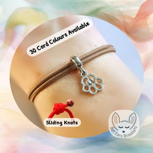 Paw Heart Bracelet, Paw Print Heart Charm, Pet Memorial  Dog Paw Cat Paw Bracelet, Pet Loss Gift, Adjustable Bracelet
