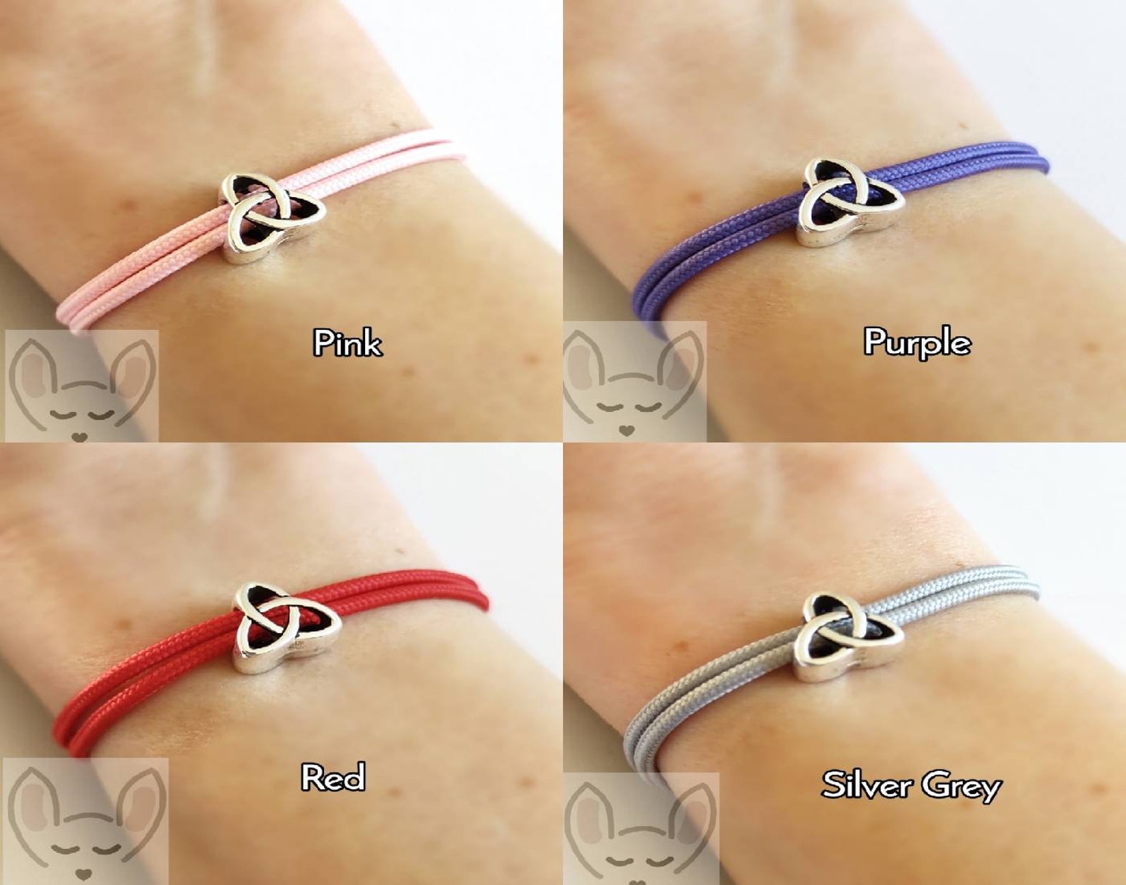 Trinity Knot Bracelet With Gift Bag Colourful Cords Trinity Etsy UK