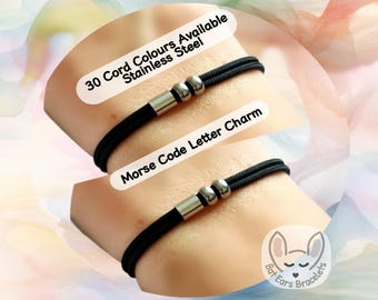 Matching Morse Code Bracelets, Morse Code Initial Bracelet Set, Secret Code Bracelets, Personalised Friendship Adjustable Bracelets