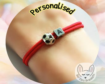 35 CORD COLOURS Football Bracelet Football Charm Footie Soccer Bracelet Footballer Gift Soccer Adjustable Cord Bracelet Personalised Gift