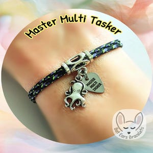 30 CORD COLOURS Master Multi Tasker Bracelet Octopus Charm Busy Mums Gift Positive Gift Adjustable Cord Bracelet Personalised Gift