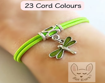 Dragonfly Bracelet Dragonfly Gift Personalised with Gift Bag Green Dragonfly Charm Good Luck Sign