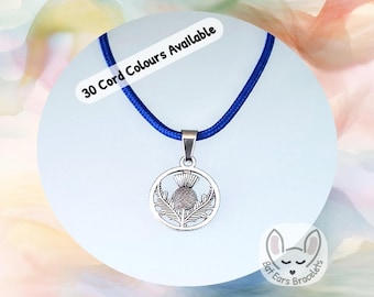 Thistle Necklace, Scottish Thistle Necklace, Thistle Charm Necklace, Scottish Gift, Scotland Gift, Adjustable Cord Necklace