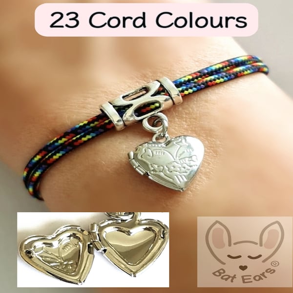 Heart Locket Bracelet Heart Locket Gift Personalised with Gift Bag Heart Locket Charm Keepsake Memorial