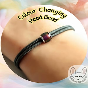 30 CORD COLOURS Mood Bead Bracelet Mood Bead Charm Colour Changing Mirage Bead Adjustable Cord Bracelet Personalised Gift