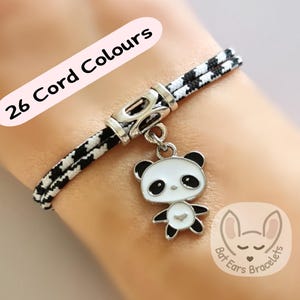 Panda Bracelet Baby Panda Gift Charm Adjustable Cord Bracelet 25 Colours