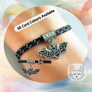 Bat Bracelet, Celestial Black Bat Charm, Moon and Stars Bat Charm, Constellation Bat, Night Sky, Adjustable Cord Bracelet, Personalised Gift