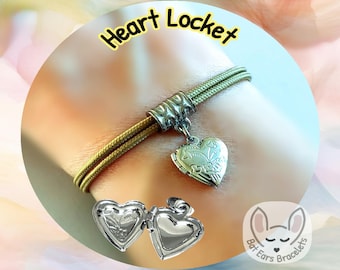 30 CORD COLOURS Heart Locket Bracelet Heart Locket Charm Keepsake Memorial Gift Adjustable Cord Bracelet Personalised Gift