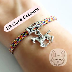 Horse Bracelet Horse Gift Charm Pony Adjustable Cord Bracelet 25 Colours