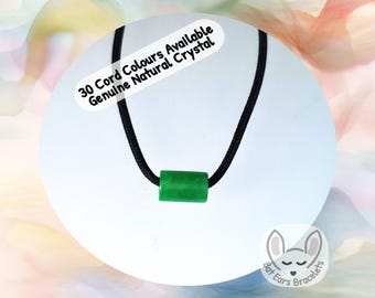 Green Jade Necklace, Genuine Natural Jade Crystal, Good Luck and Prosperity, Adjustable Cord Necklace, Personalized Gift