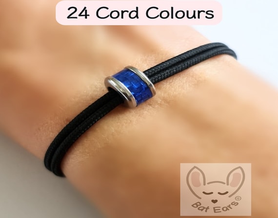 Thin Blue Line Leather Bracelet, Police Bracelet
