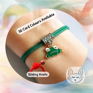 Frog Bracelet, Grumpy Frog Bracelet, Frog Charm Bracelet, Grumpy Frog Gift, Frog Lover Gift, Adjustable Cord Bracelet