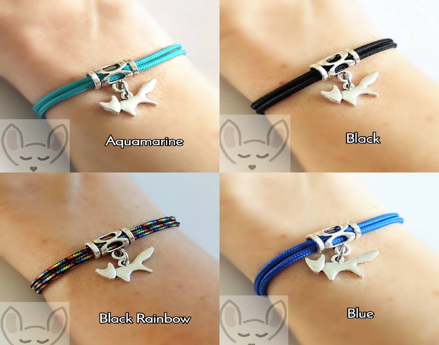 Fox Bracelet 22 Cord Colours Gift Bag Fox Charm Bracelet | Etsy