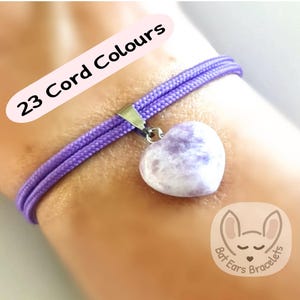25 COULEURS DE CORDON : Bracelet en jade lavande Bracelet en cordon réglable en cristal de jade lilas Confidence intérieure