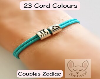 Couples Zodiac Bracelet Couples Star Signs Personalised with Gift Bag Zodiac Charm