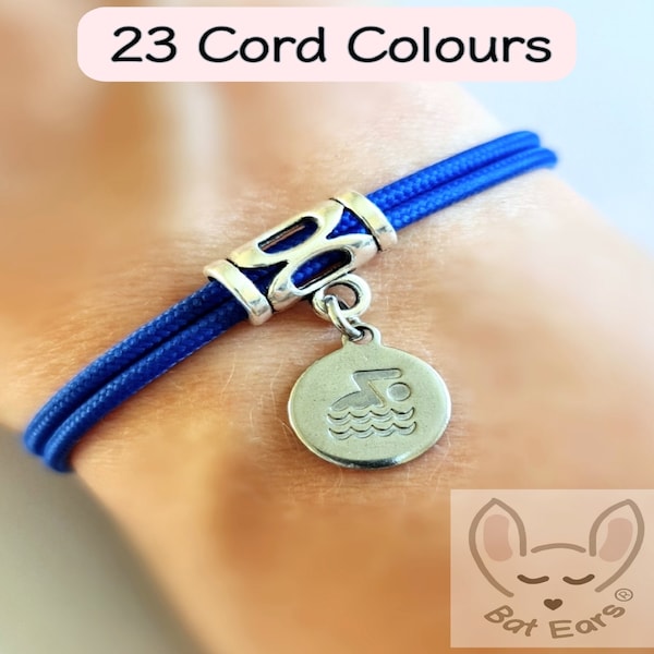 Swimmer Bracelet Swimmer Gift Personalised with Gift Bag Swimmer Charm Swim Club Swim Team