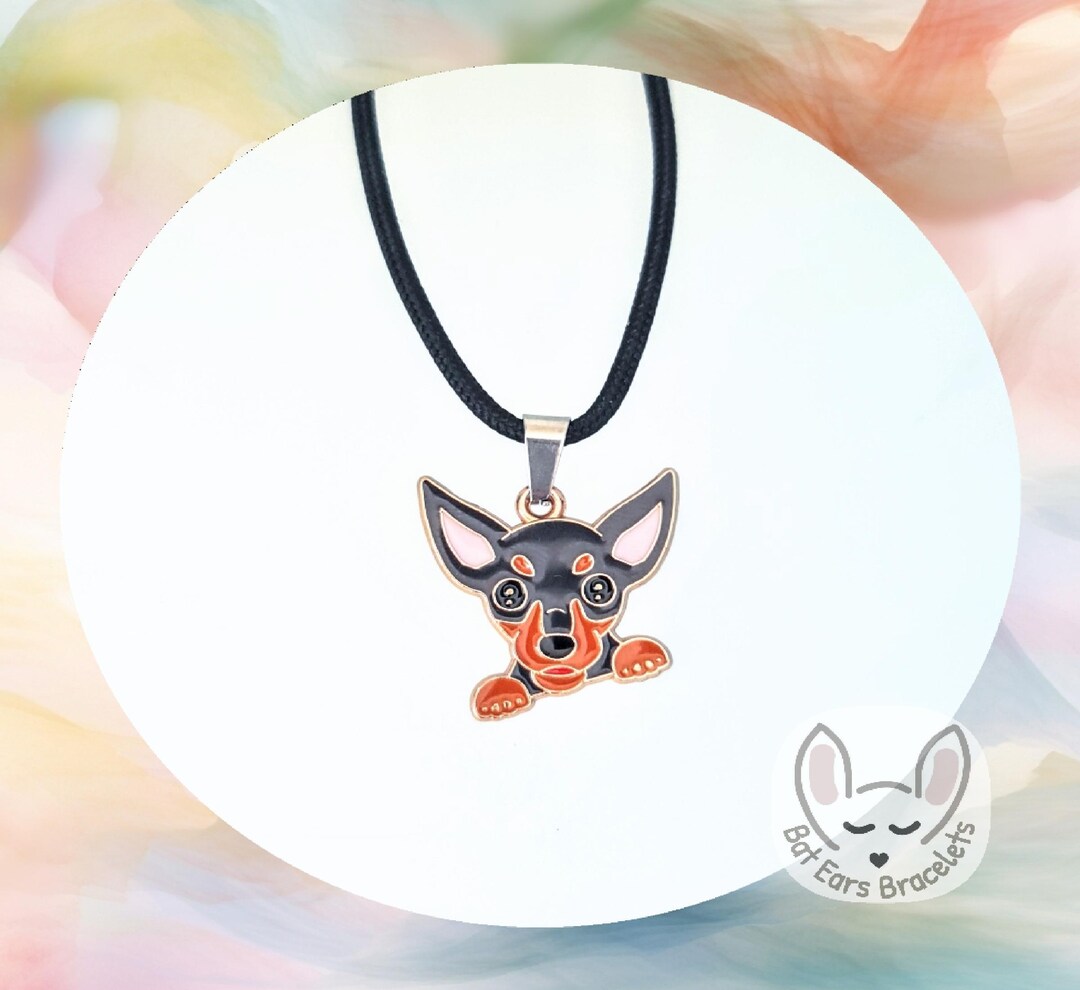30 CORD COLOURS Min Pin Necklace Miniature Pinscher Charm Black and Tan ...
