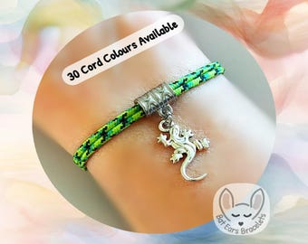 Gecko Bracelet Gecko Charm Reptile Lizard Gift Love Geckos Gift Adjustable Cord Bracelet Personalized Gift