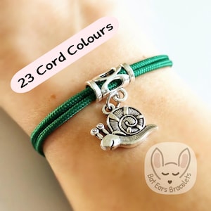 Snail Bracelet Snail Gift Charm New Home Moving Home Snail Mail Adjustable Cord Bracelet 25 Colours