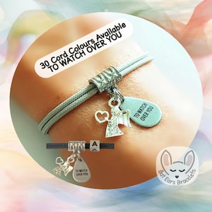 Angel Bracelet, Angel To Watch Over You, Angel Heart Charm, Thinking of You Gift, Adjustable Cord Bracelet, Personalised Gift