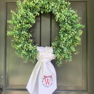 Personalized summer wreath sash, patriotic 4th of July outdoor decor, red white and blue wreath sash