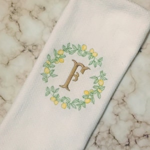 Lemon kitchen towel, personalized kitchen farmhouse decor