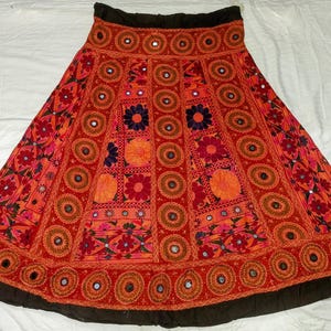 vintage indian women cotton multicolour embroidered gujarati tribl rabari banjara skirt,ghaghra,hobo,hipie,ethnic,dress,gypsy,afghani dress,