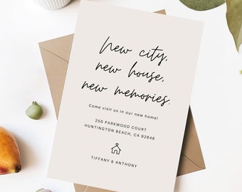 Personalized New Home Announcement Custom Moving Announcement Template Change of Address Cards Customizable We Have Moved Card Design #E104d