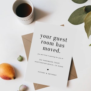 Gepersonaliseerde aankondiging nieuwe woning Aangepaste sjabloon verhuisaankondiging Adreswijzigingskaarten Aanpasbaar We Have Moved-kaartontwerp #E083p