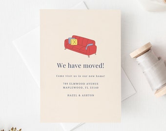 Personalized New Home Announcement Custom Moving Announcement Template Change of Address Cards Customizable We Have Moved Card Design #E120r