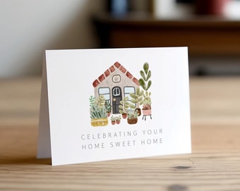 Modern New Home Congratulations Card Canva Template Personalized Home Sweet Home Minimalist Welcome Home Housewarming Invitation Card #E083z
