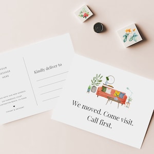 Cartão postal personalizado de anúncio de nova casa Modelo de anúncio de mudança personalizado Cartões de mudança de endereço Cartão de mudança #E104p