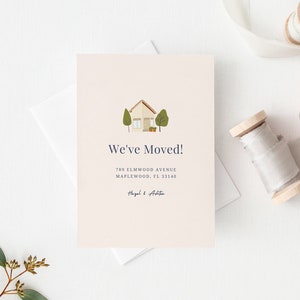 Gepersonaliseerde aankondiging nieuwe woning Aangepaste sjabloon verhuisaankondiging Adreswijzigingskaarten Aanpasbaar We Have Moved-kaartontwerp #E120u