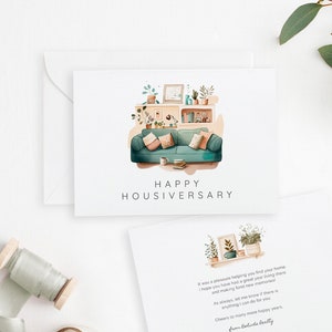 Printable Home Anniversary Card Realtor to Client Personalized Happy Housiversary Card Real Estate Agent to New Home Owner Referral #E099e