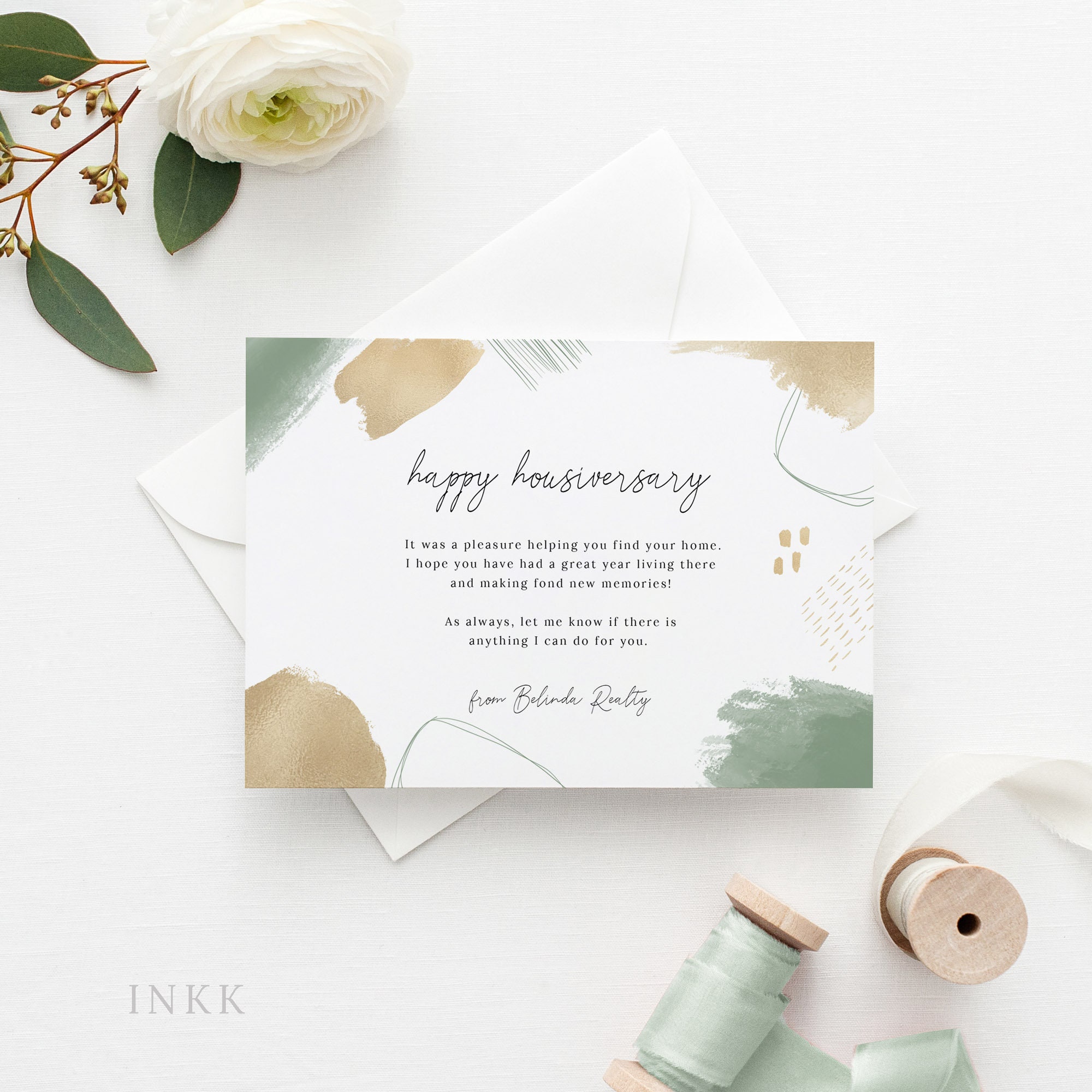 Modern Abstract Happy Home Anniversary Card Realtor to Client | Etsy