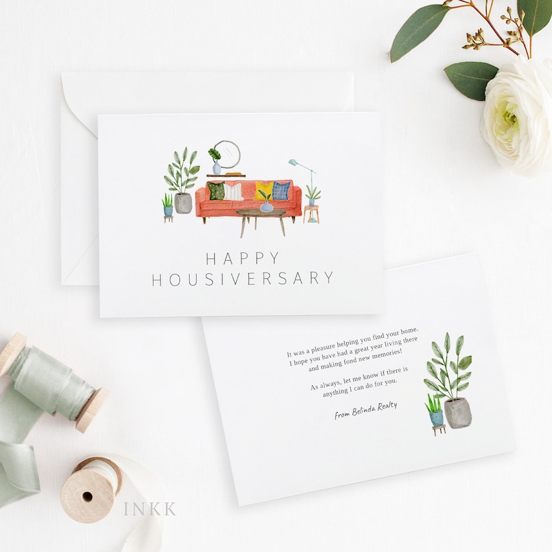 Printable Home Anniversary Card Realtor to Client Personalized Etsy
