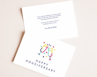 Printable Home Anniversary Card Realtor to Client Personalized Happy Housiversary Card Real Estate Agent to New Home Owner Referral #E121c