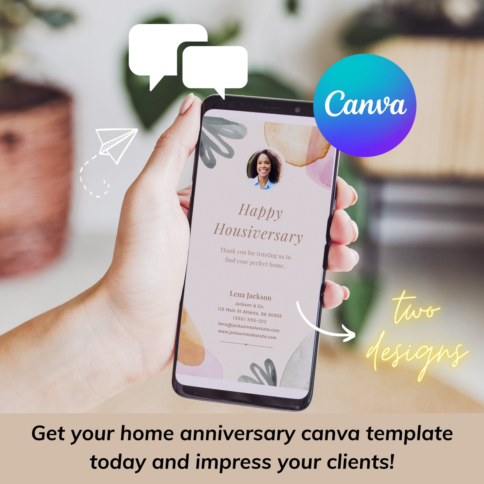 Textable Happy Housiversary Card for Realtors to Send to Clients via ...