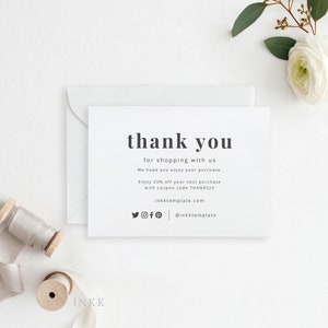 Personalisierte Danke für Ihre Bestellung Verpackung Insert Note Card für druckbare Kundenempfehlung Canva Vorlage Instant Download Karte #E079d
