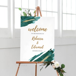 Editable Wedding Welcome Sign Canva Template for Baby Shower Bridal Shower Open House Graduation Corporate School Event Fundraiser E073 image 1