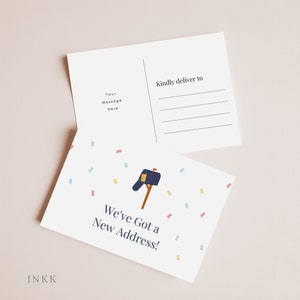 Cartão postal personalizado de anúncio de nova casa Modelo de anúncio de mudança personalizado Cartões de mudança de endereço Cartão de mudança #E116v